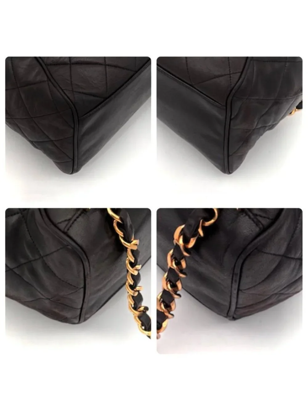 Chanel Quilted Backpack Black Lambskin Brown